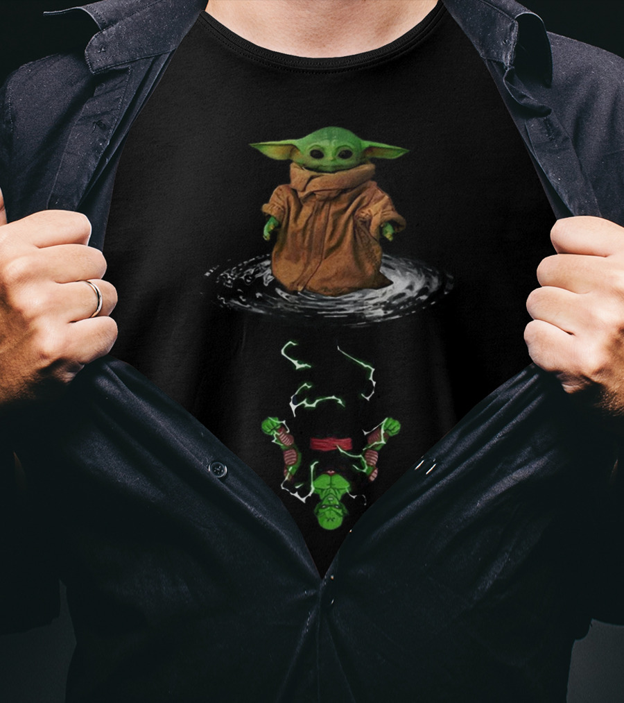 Baby Yoda Reflection Piccolo Fusion Water Ripple Character Crossover T-Shirt