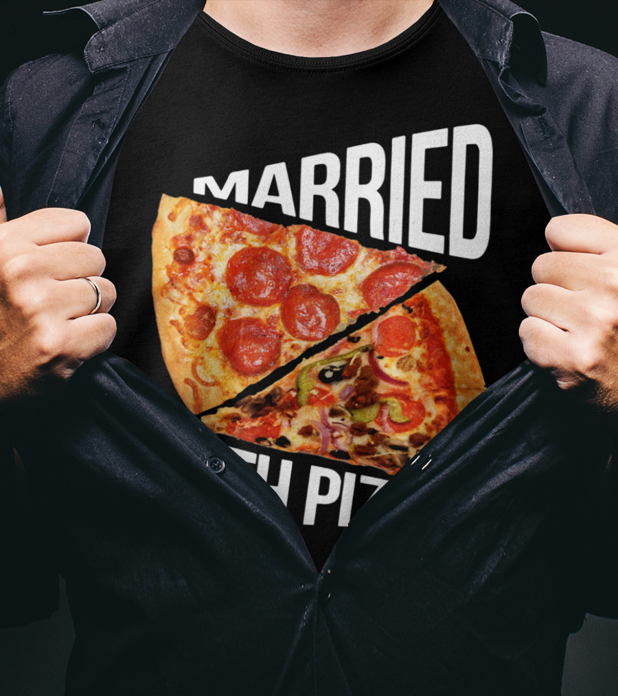 Married With Pizzas Pepperoni And Veggie Slices Humor T-Shirt
