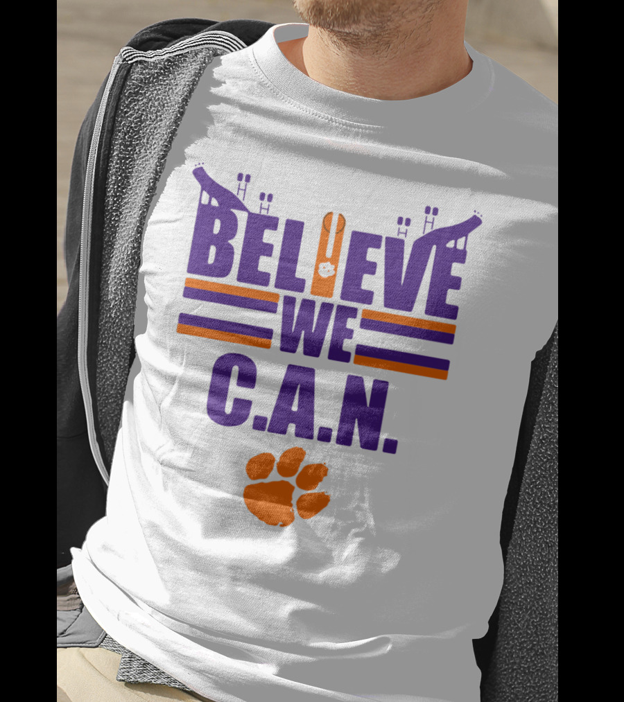 Clemson Tigers Football Believe We C.A.N. Stadium Paw Prints T-Shirt