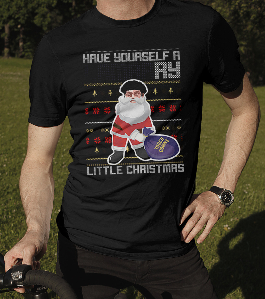 Have Yourself A Merry Little Christmas Touch Downs Santa Bag T-Shirt