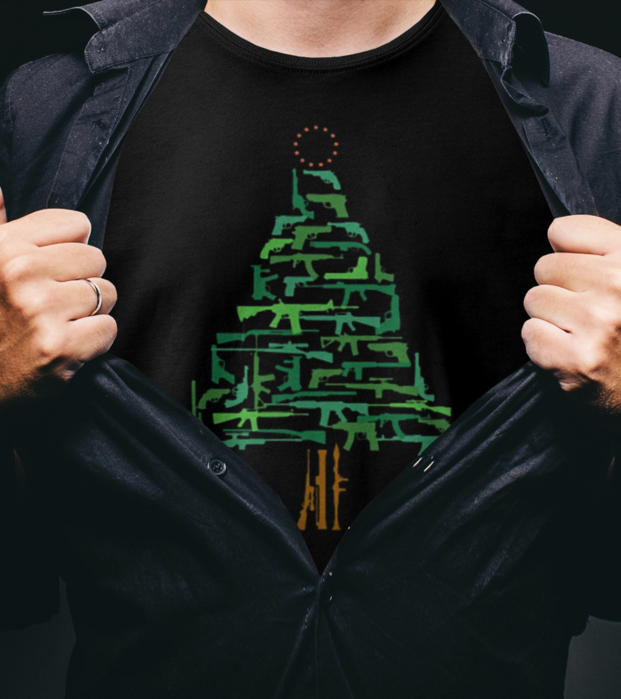 Christmas Tree Made Of Green Guns T-Shirt