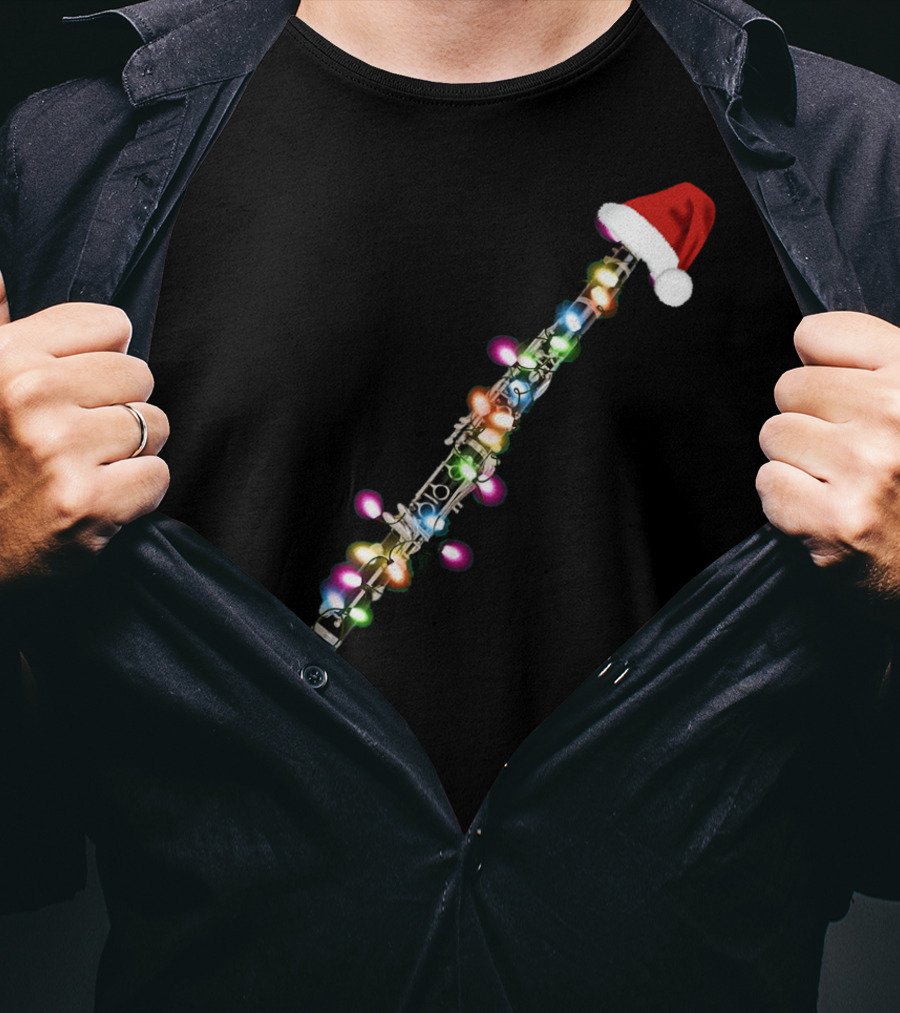 Santa Clarinet With Christmas Lights T-Shirt