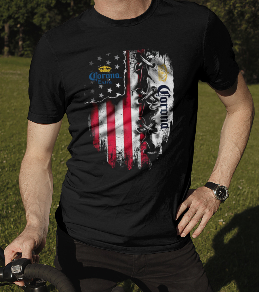 Corona Extra American Flag Fusion With Eagle And Stars T-Shirt