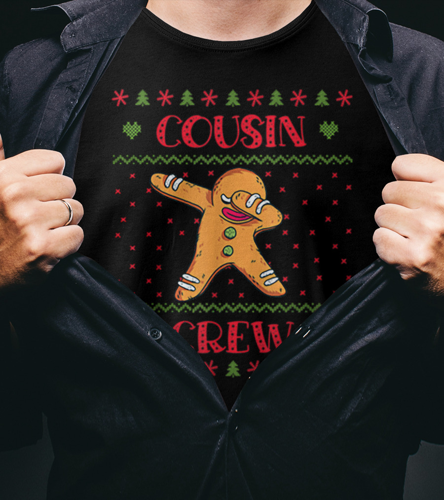 Cousin Crew Festive Christmas Dab Cookie With Holiday Symbols T-Shirt