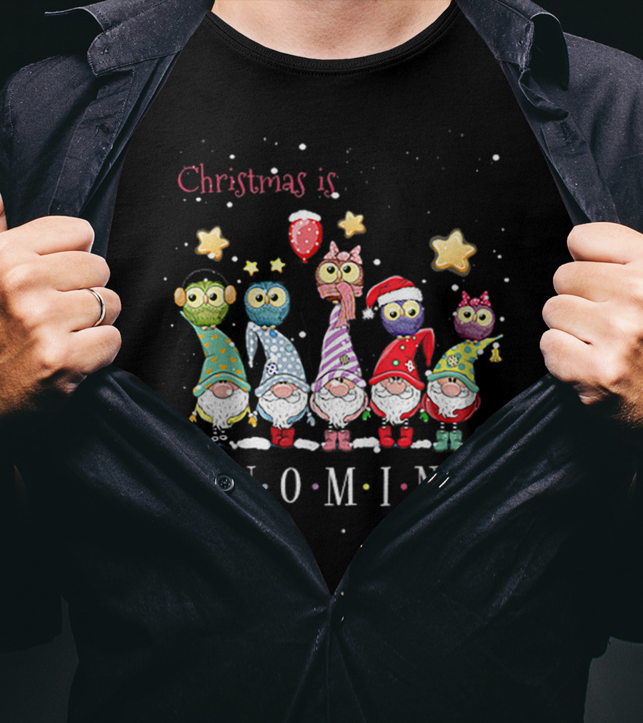 Christmas Is Gnoming With Festive Gnomes And Owls T-Shirt