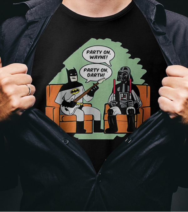 Batman And Darth Vader Party On Wayne Party On Darth T-Shirt
