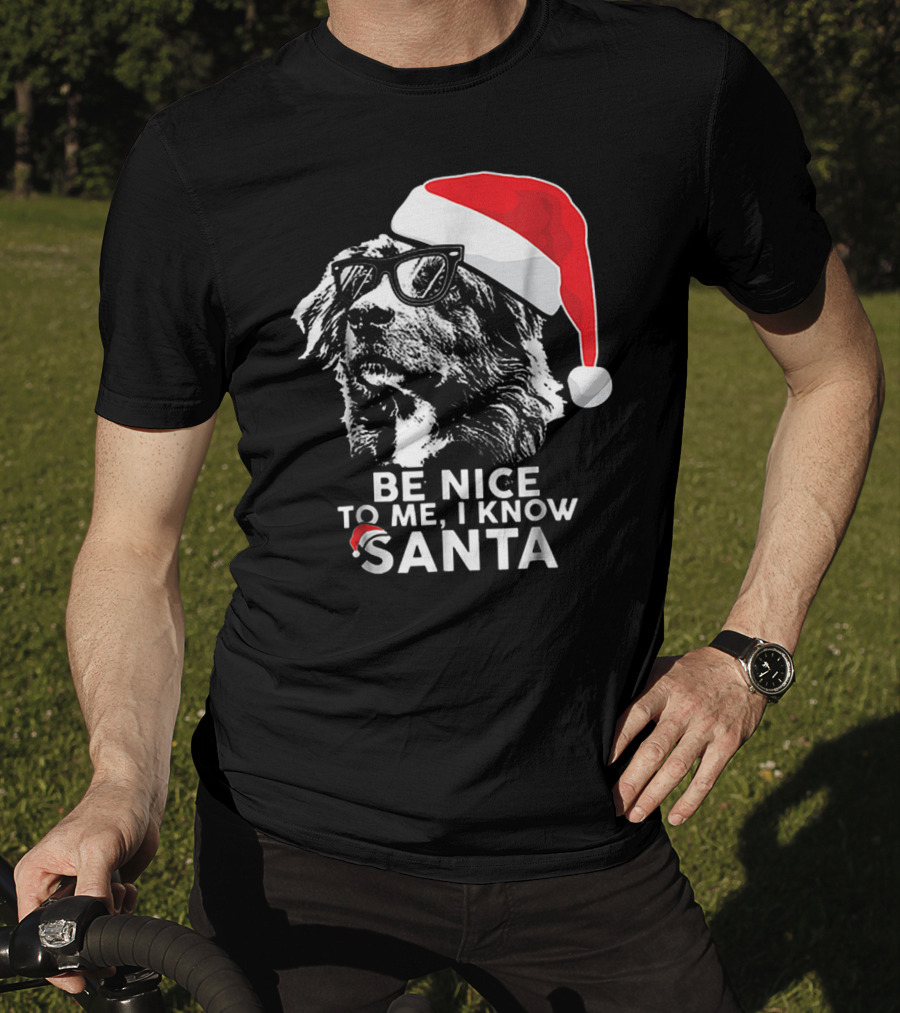 Be Nice To Me I Know Santa Australian Shepherd Christmas T-Shirt