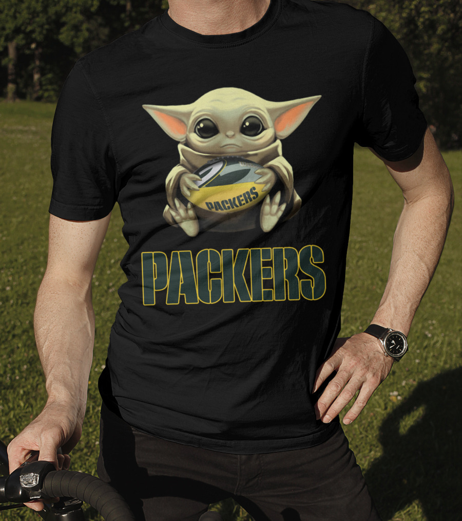 Baby Yoda Holding Packers Football Packers T-Shirt