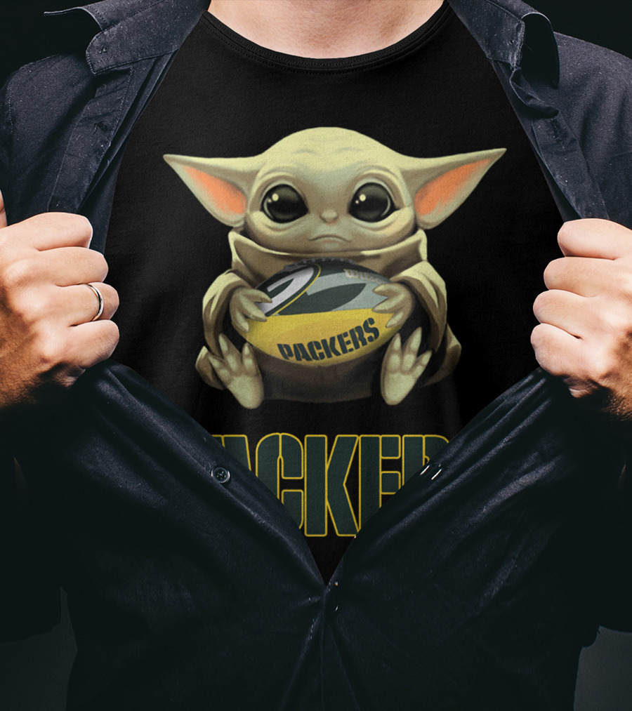 Baby Yoda Holding Packers Football Packers T-Shirt