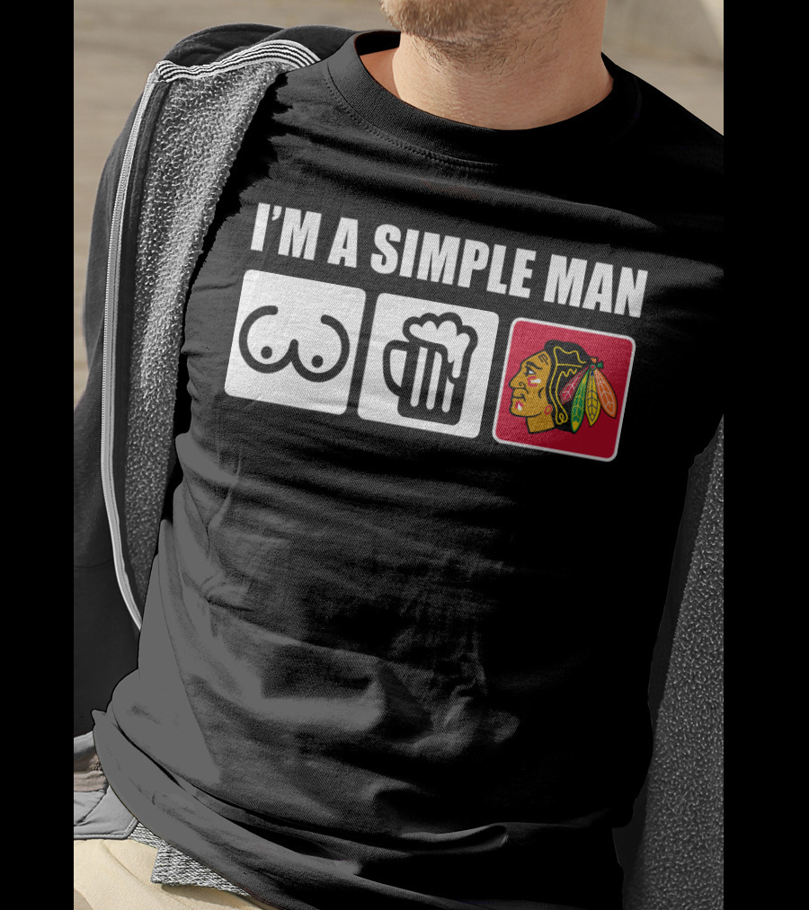 I'm A Simple Man Blackhawks Iconic Symbols T-Shirt