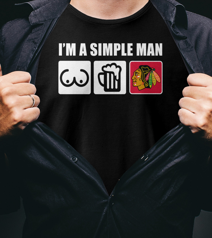 I'm A Simple Man Blackhawks Iconic Symbols T-Shirt
