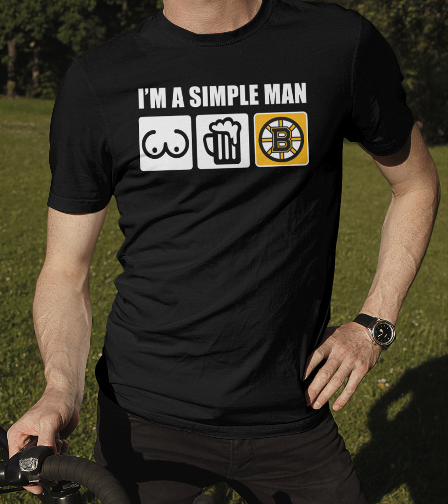Bruins I'm A Simple Man Icons Brew Beer Logo Hockey Fan T-Shirt