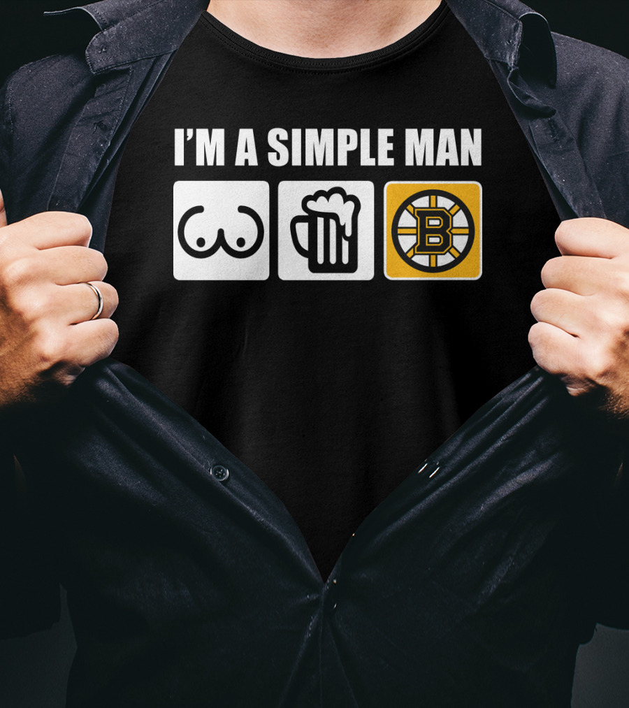 Bruins I'm A Simple Man Icons Brew Beer Logo Hockey Fan T-Shirt
