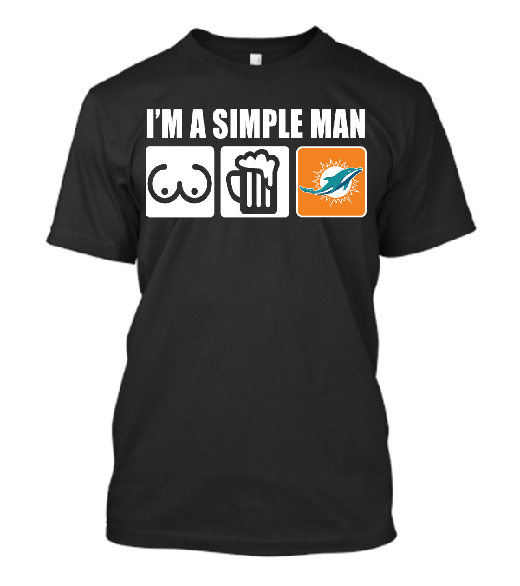 I'm A Simple Man Dolphins Beer Symbols T-Shirt