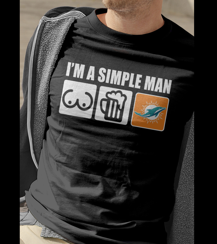 I'm A Simple Man Dolphins Beer Symbols T-Shirt
