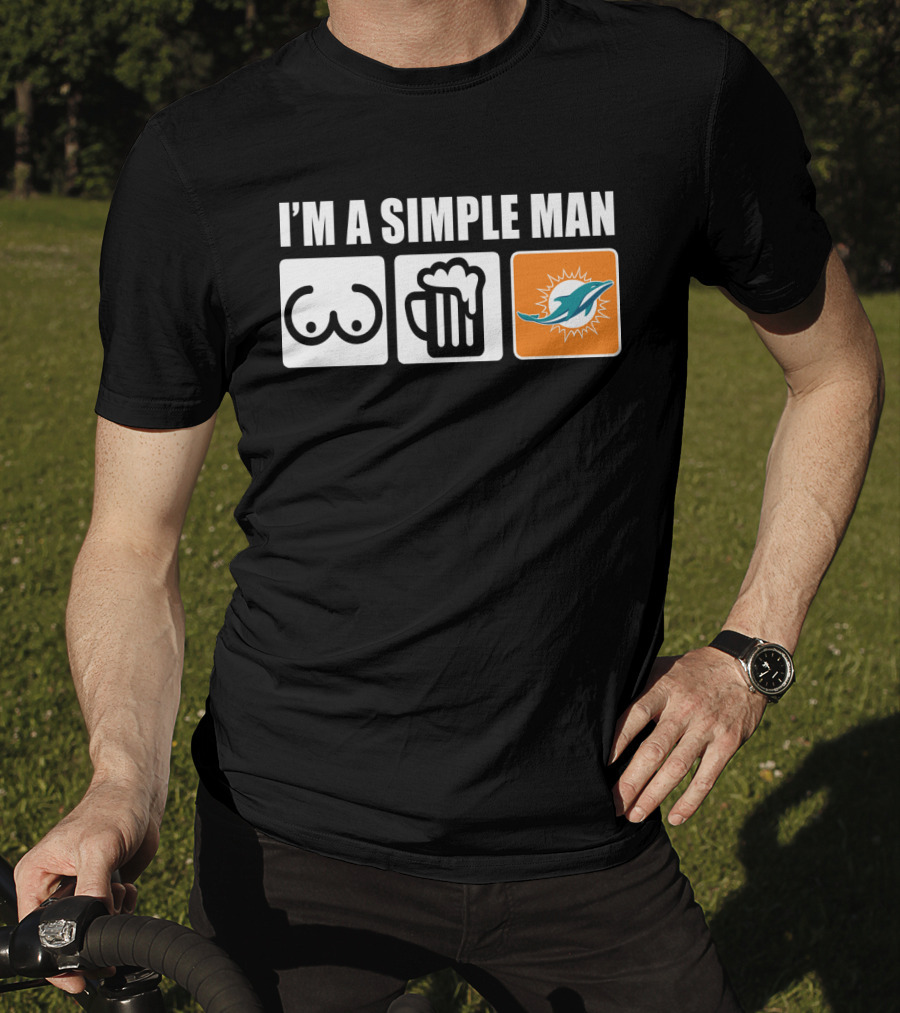 I'm A Simple Man Dolphins Beer Symbols T-Shirt