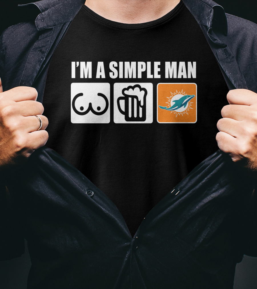 I'm A Simple Man Dolphins Beer Symbols T-Shirt