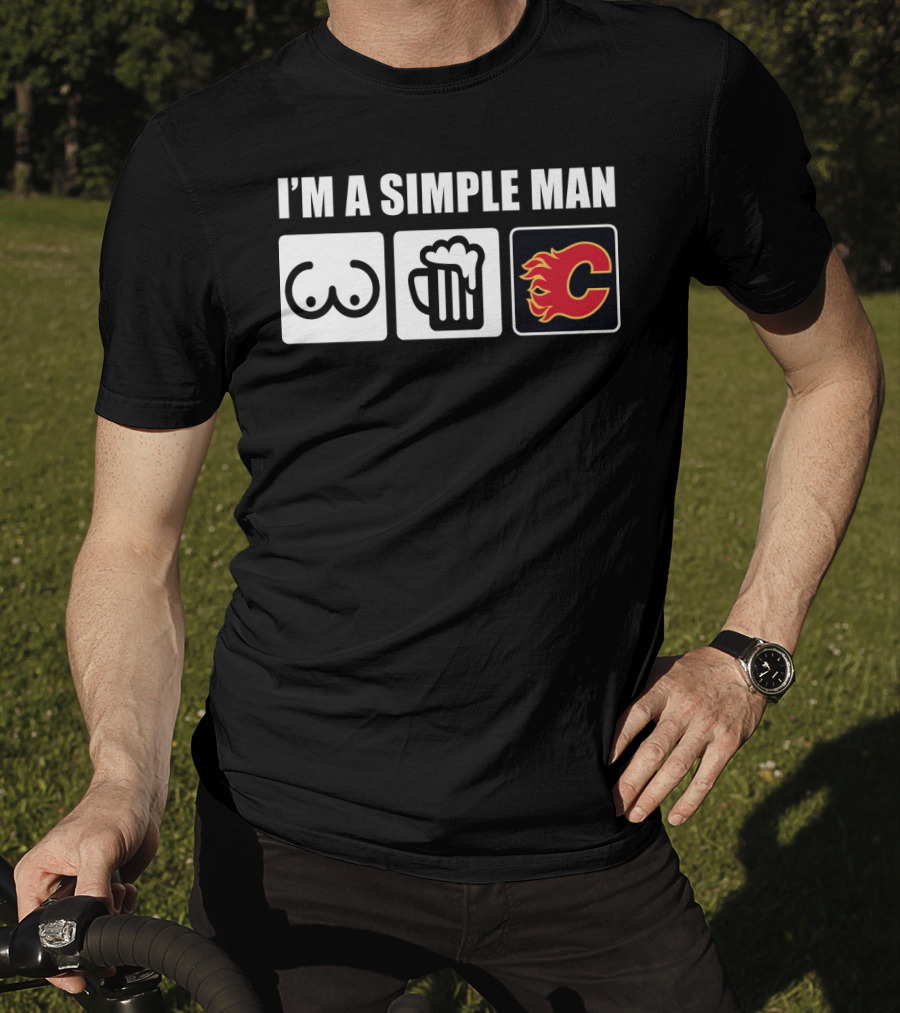 I'm A Simple Man Breasts Beer Flames Hockey T-Shirt