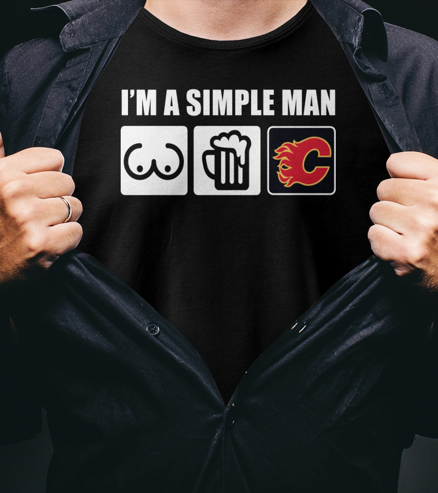 I'm A Simple Man Breasts Beer Flames Hockey T-Shirt