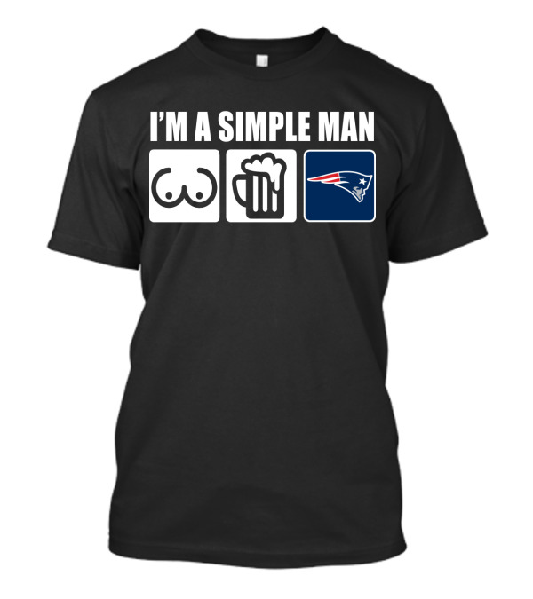 I'M A SIMPLE MAN BEER PATRIOTS LOGO ICONS T-Shirt