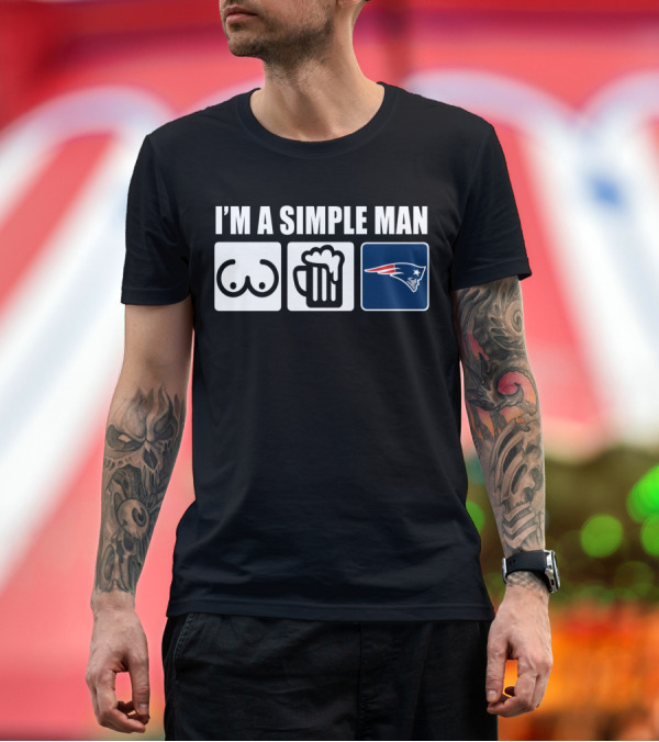 Premium T-Shirt: I'M A SIMPLE MAN BEER PATRIOTS LOGO ICONS T-Shirt I'M A SIMPLE MAN BEER PATRIOTS LOGO ICONS T-Shirt