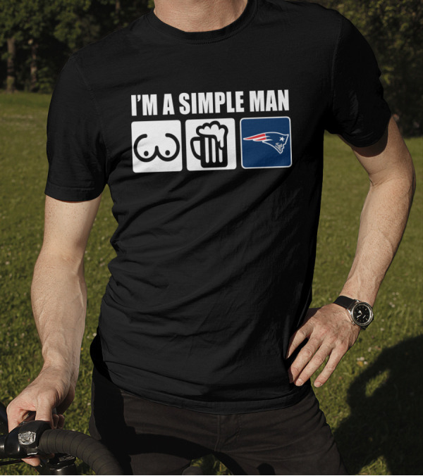 I'M A SIMPLE MAN BEER PATRIOTS LOGO ICONS T-Shirt