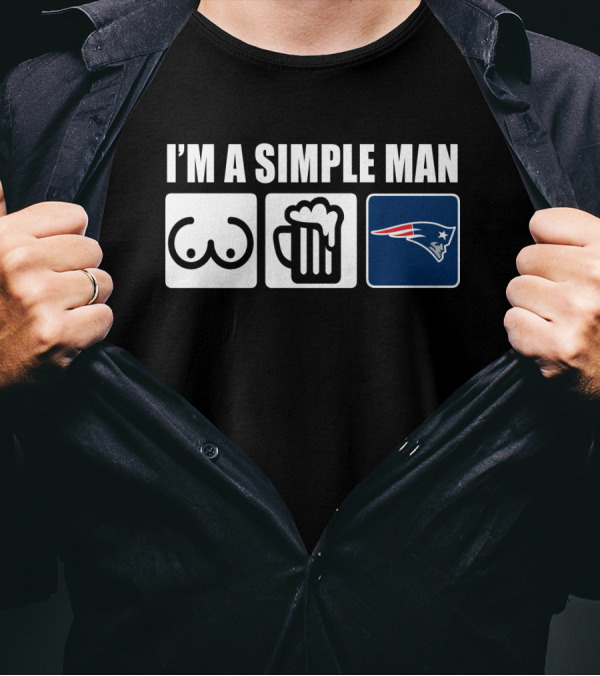 I'M A SIMPLE MAN BEER PATRIOTS LOGO ICONS T-Shirt