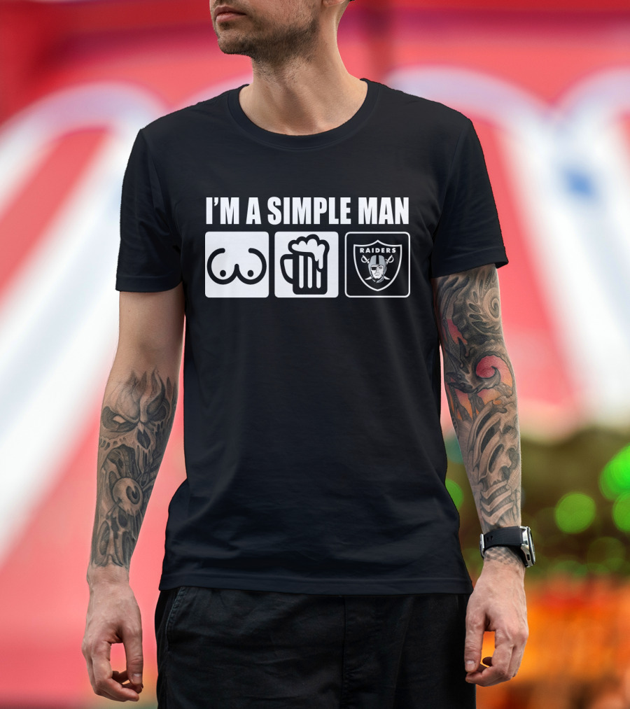 I'm a Simple Man Raiders Beer and Chest Icons T-Shirt