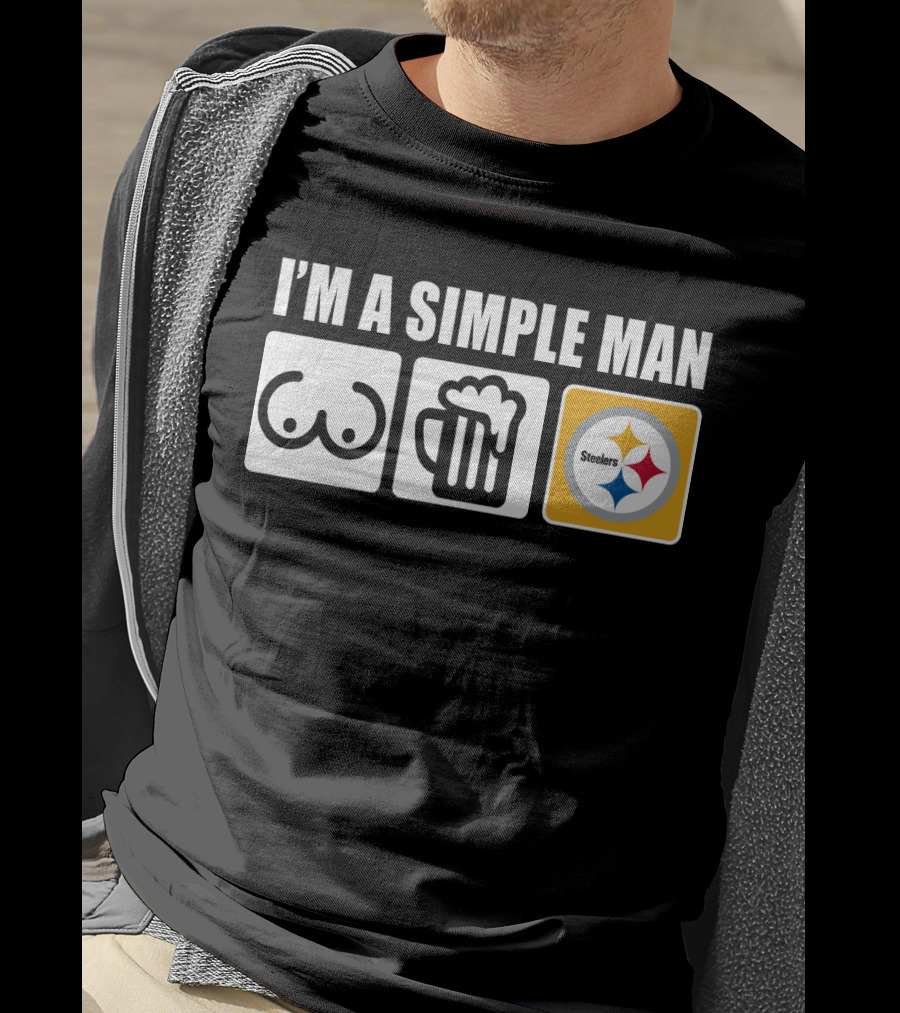STEELERS I'M A SIMPLE MAN Icons Of Woman Beer Football T-Shirt