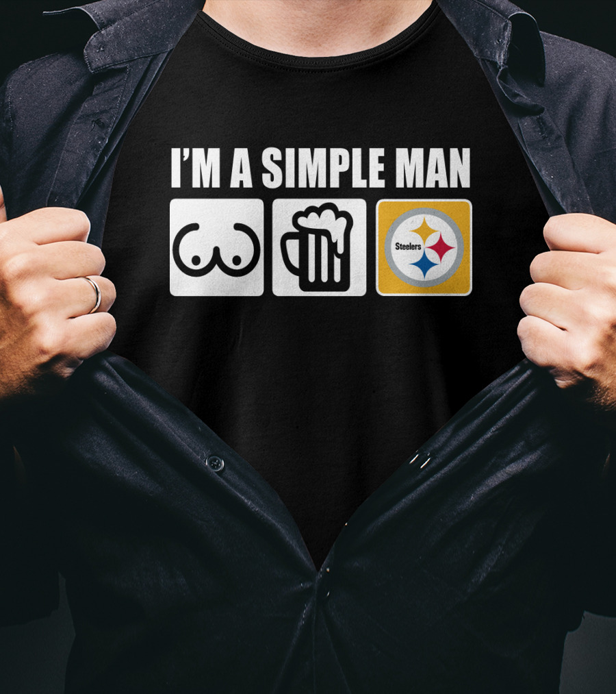 STEELERS I'M A SIMPLE MAN Icons Of Woman Beer Football T-Shirt