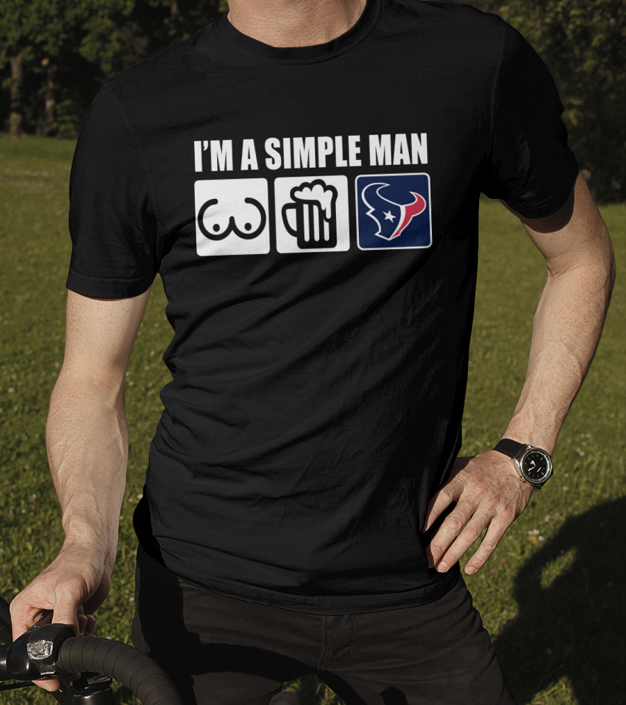 I'm A Simple Man Texans Logo Burger Beer Chest Icons T-Shirt