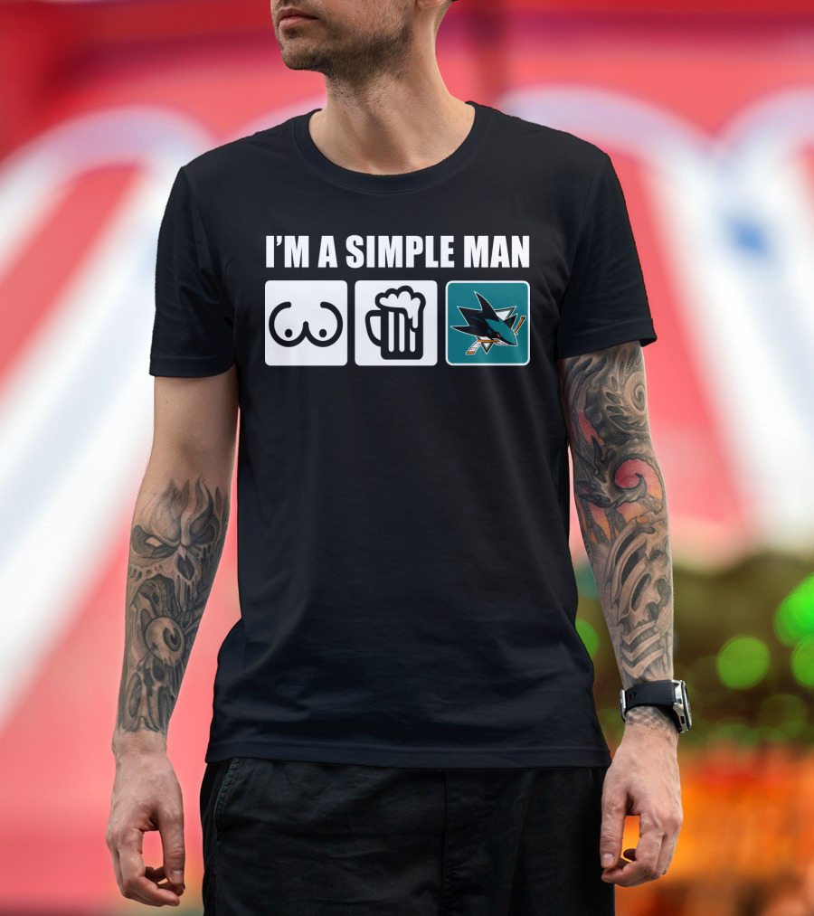 I'm a Simple Man Sharks Beer Hockey T-Shirt