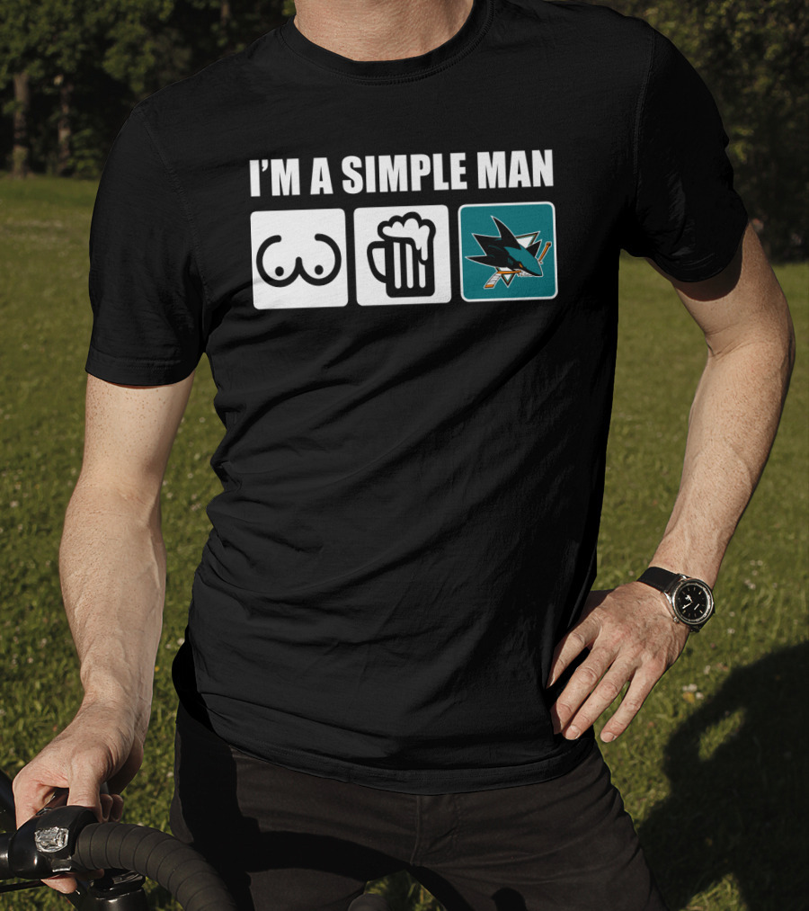 I'm A Simple Man Sharks Beer Hockey T-Shirt