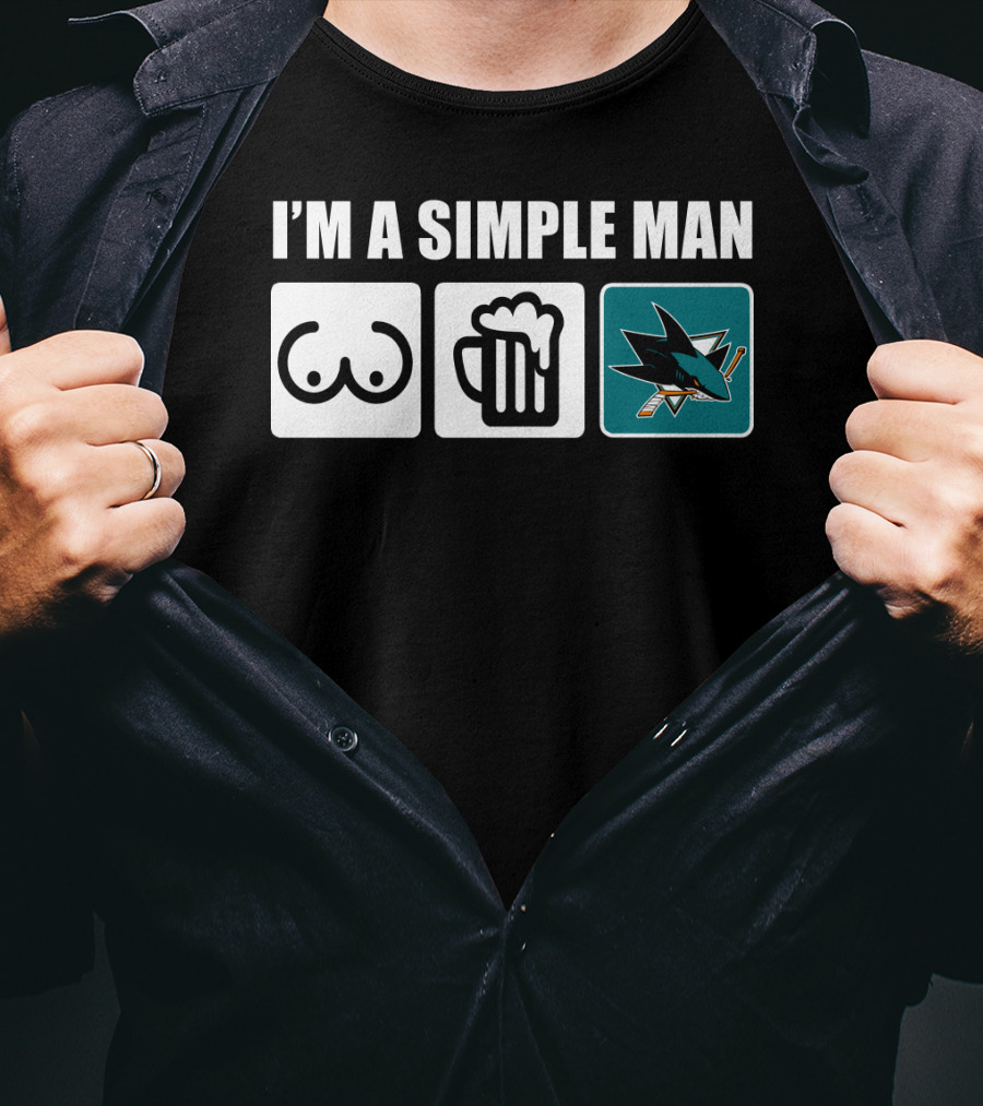 I'm A Simple Man Sharks Beer Hockey T-Shirt