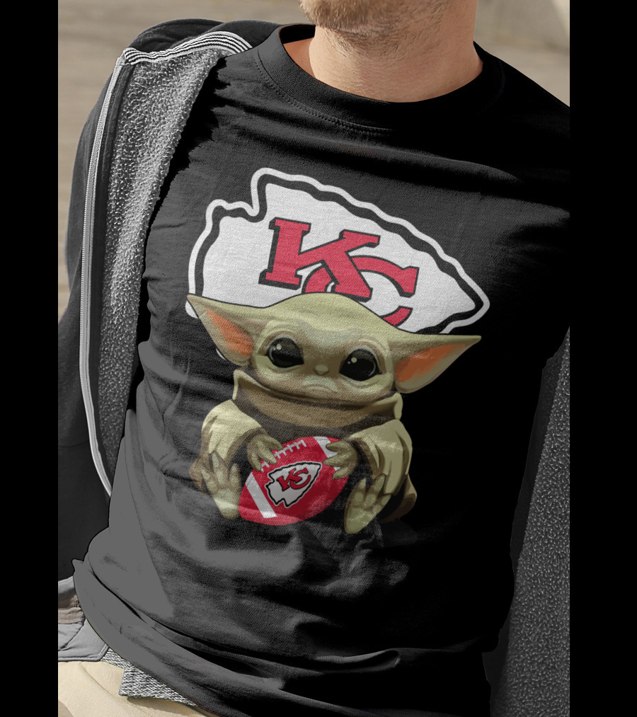 Baby Yoda KC Chiefs Football Fan T-Shirt