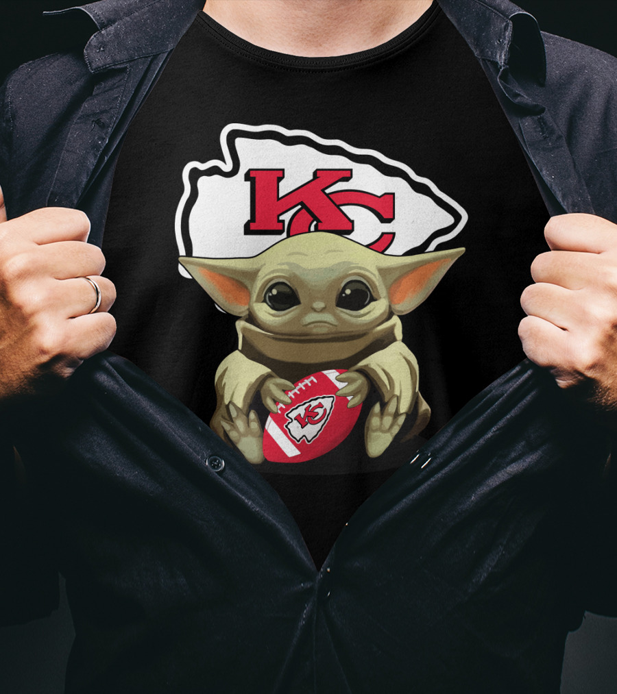 Baby Yoda KC Chiefs Football Fan T-Shirt
