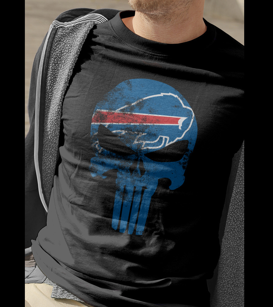 Bills Skull Punisher Logo Buffalo Bills Nfl Symbol T-Shirt
