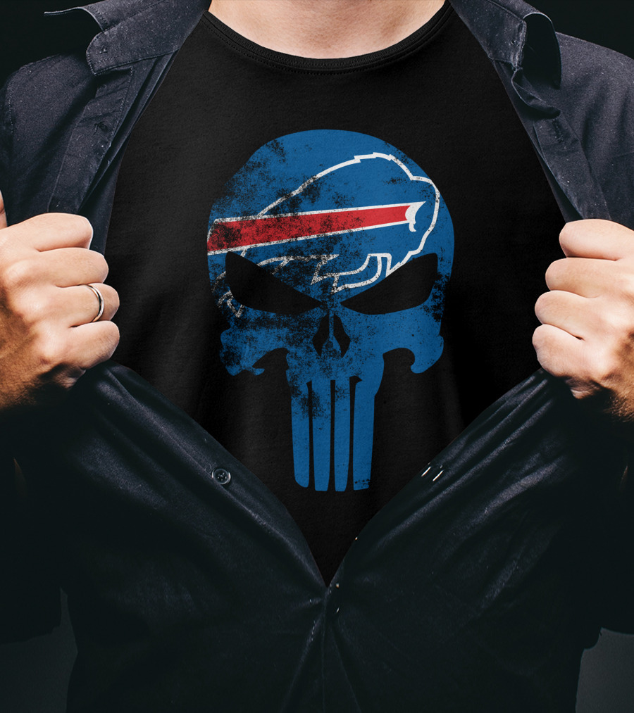 Bills Skull Punisher Logo Buffalo Bills Nfl Symbol T-Shirt