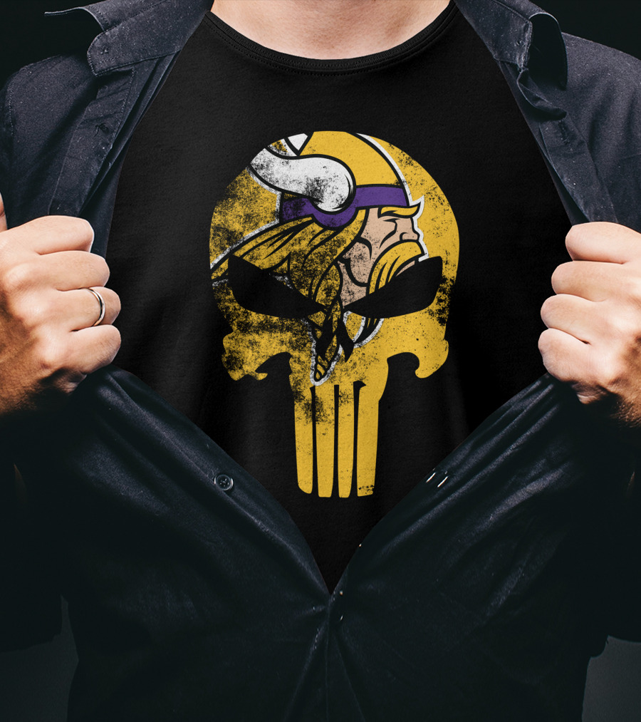 Vikings Skull Punisher Crossover T-Shirt