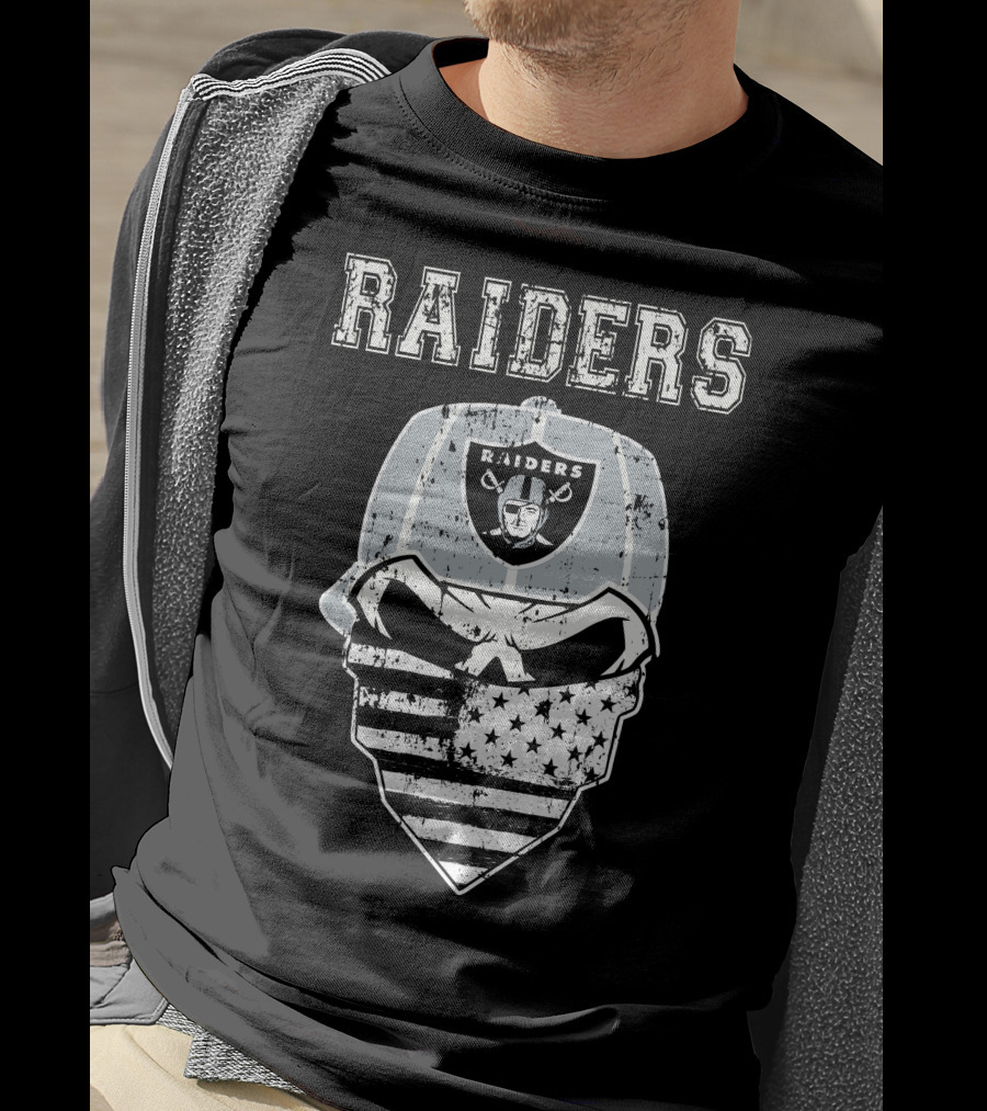 Raiders Skull Bandana American Flag Hat T-Shirt