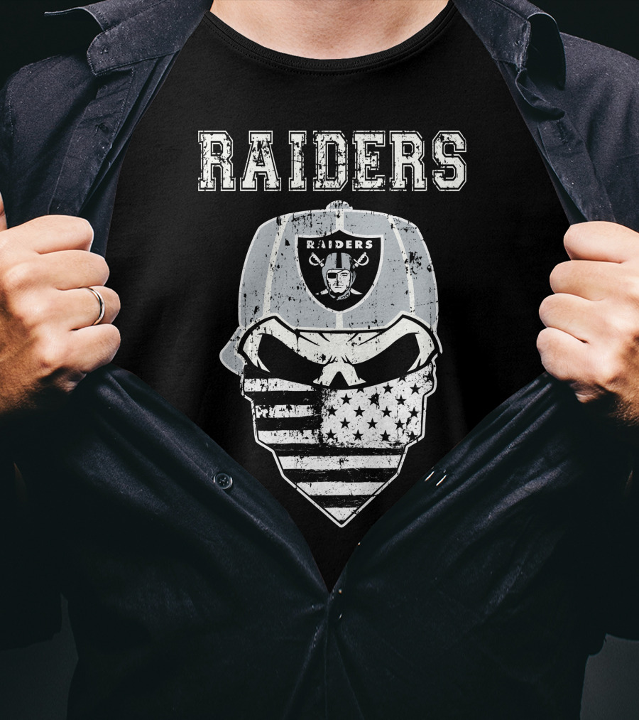 Raiders Skull Bandana American Flag Hat T-Shirt