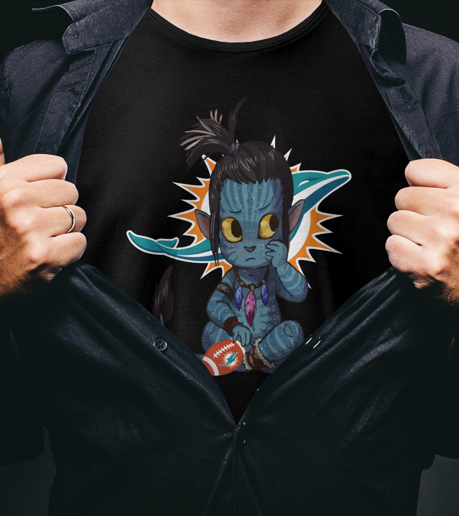 Miami Dolphins Avatar Crossover Football Character T-Shirt