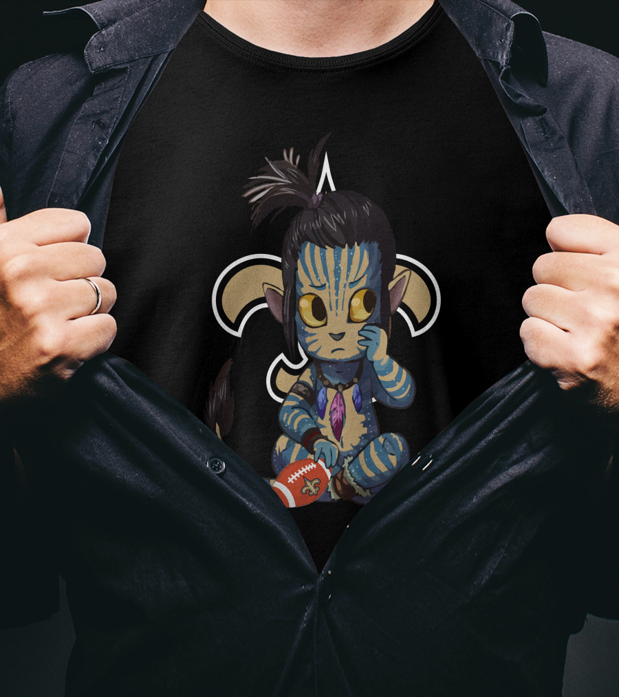 Avatar Saints Chibi Character With Football And Fleur-de-Lis T-Shirt
