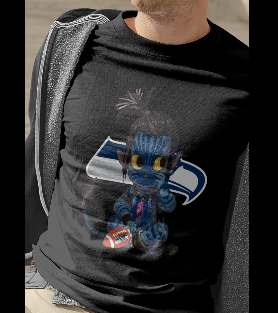 Avatar Na'vi Meets Seattle Seahawks Football Fusion T-Shirt