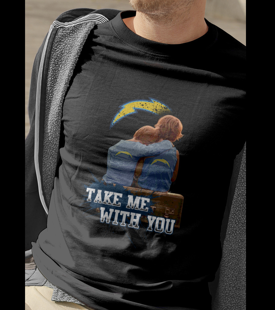 Take Me With You Chargers Lightning Bolt Embrace T-Shirt