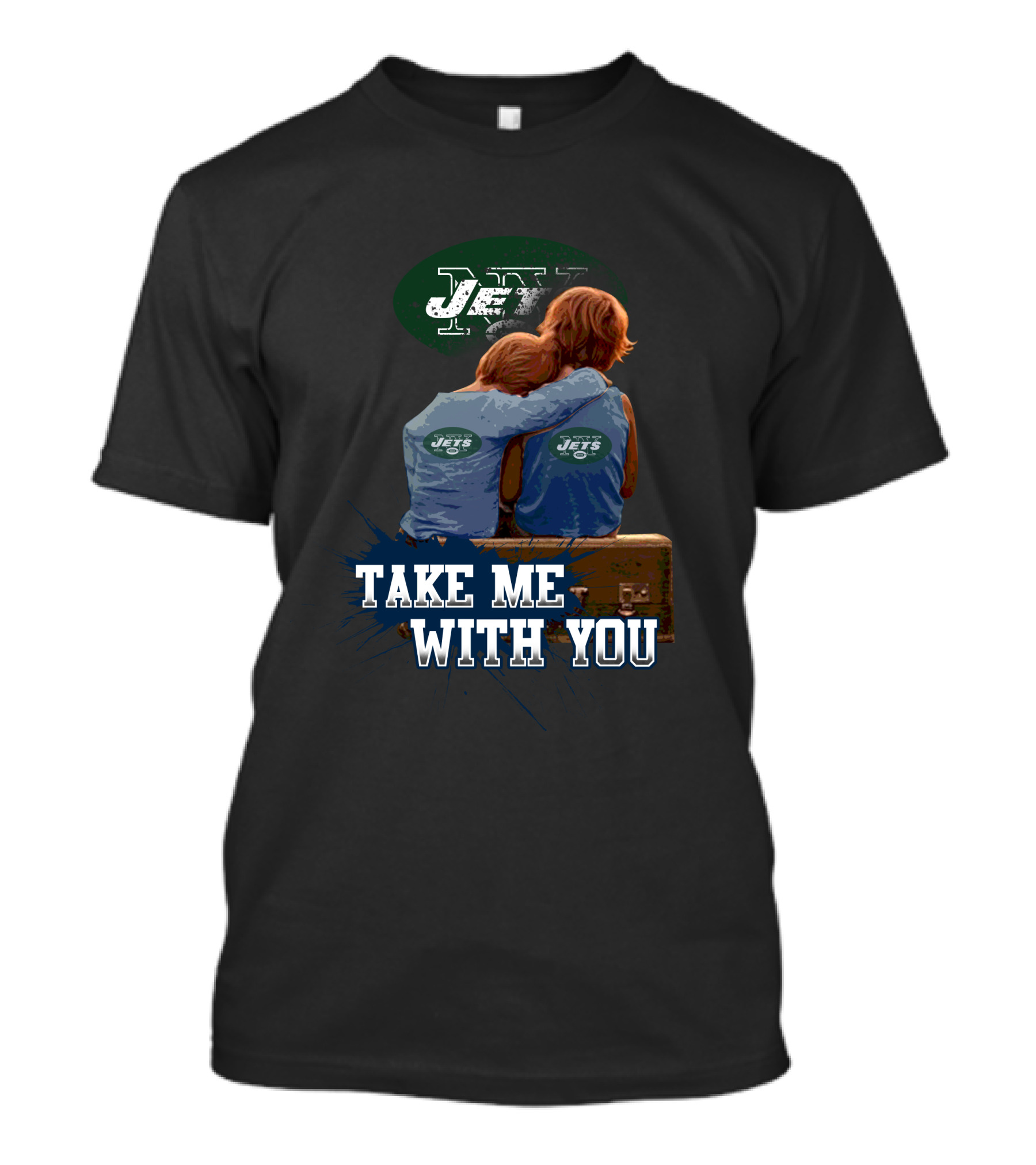 Jets Take Me With You New York Green Football Team Symbol Hugging Kids T-Shirt