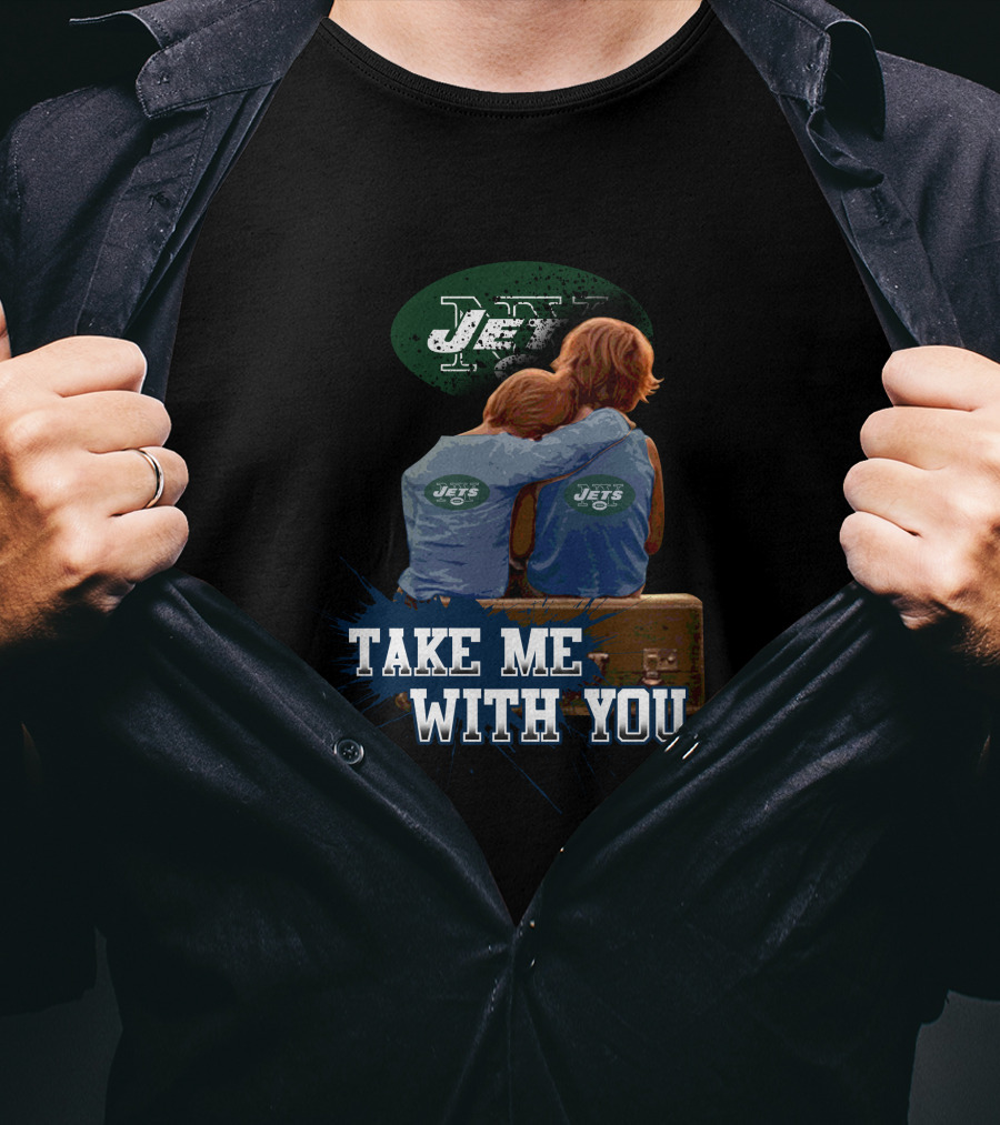 Jets Take Me With You New York Green Football Team Symbol Hugging Kids T-Shirt