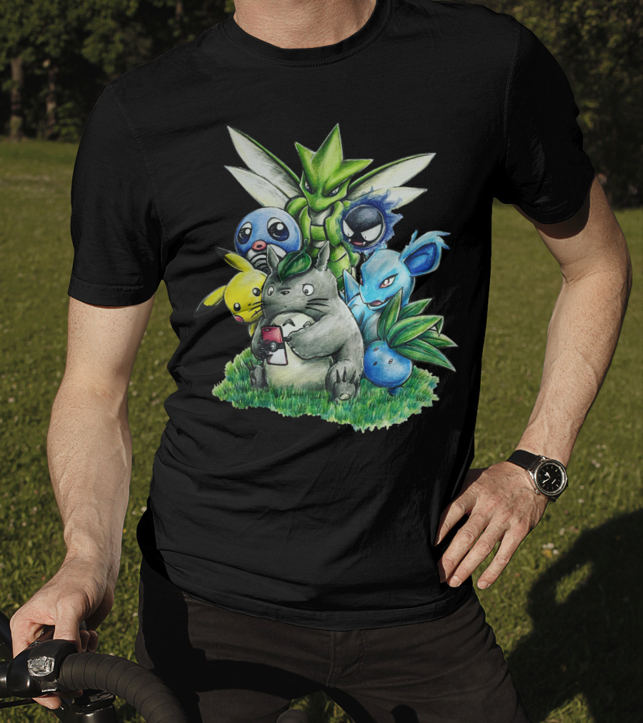 Best Friends Totoro Pikachu Bulbasaur Scyther Jigglypuff Gastly Nidorina Oddish Mashup T-Shirt