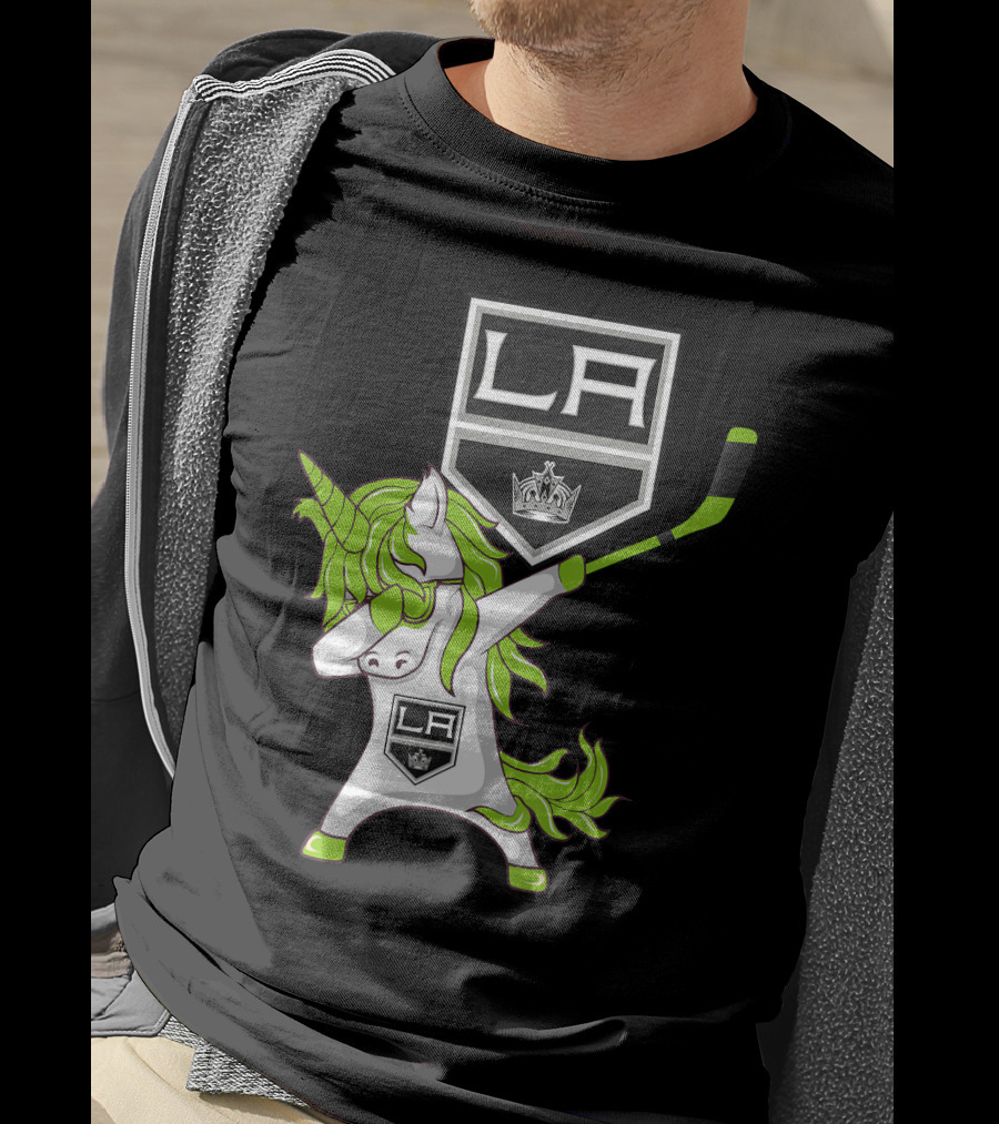 St Patrick Day Dabbing Unicorn Hockey Los Angeles Kings T-Shirt