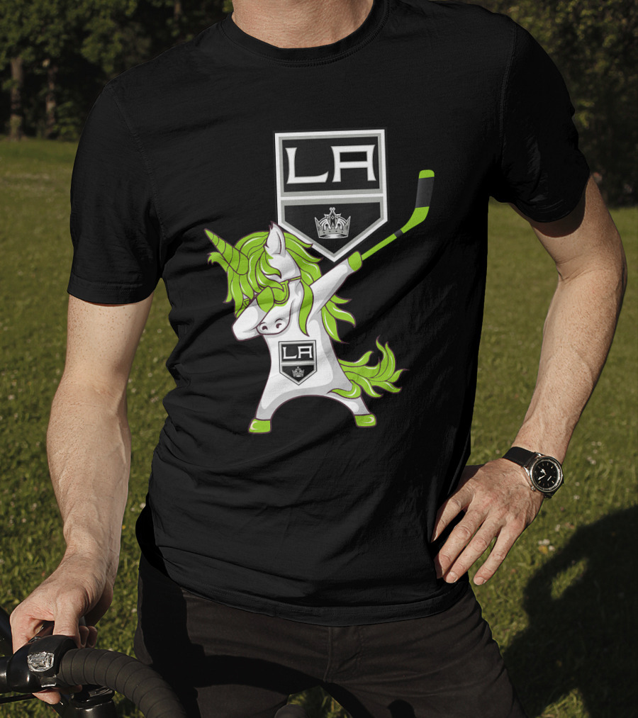 St Patrick Day Dabbing Unicorn Hockey Los Angeles Kings T-Shirt